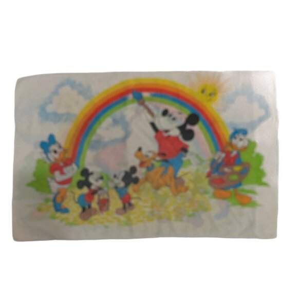 VTG Walt Disney Productions Standard Pillow Case Mickey Minnie Donald Goofy - Picture 2 of 3